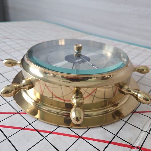 Bey Berk Brass SB402 Boat Ship Wheel Barometer Porthole Glass Nautical 9" Decor - Picture 16 of 16